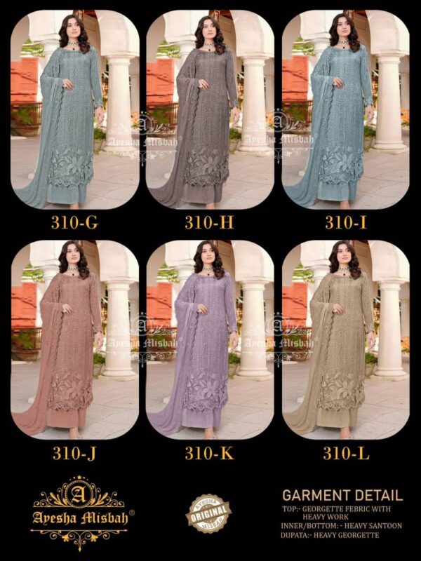 Ayesha Misbah 310 G To L Georgette Pakistani Salwar Kameez Wholesale Catalog Collection Exporter - Image 7