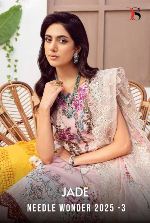 Deepsy Jade Needle Wonder 2025 Vol 3 Cotton Dupatta Pakistani Suits Wholesale Catalog Collection Exporter