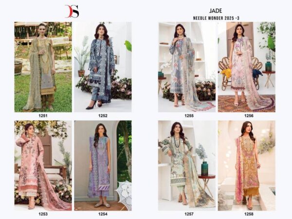 Deepsy Jade Needle Wonder 2025 Vol 3 Cotton Dupatta Pakistani Suits Wholesale Catalog Collection Exporter - Image 2