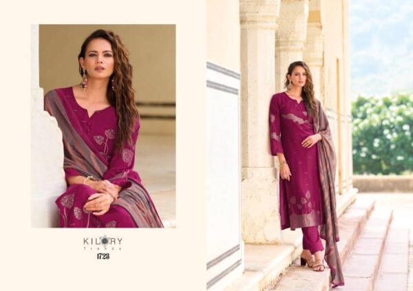 Kilory Myra Maslin Jacquard Silk Salwar Kameez Wholesale Catalog Collection Exporter - Image 5