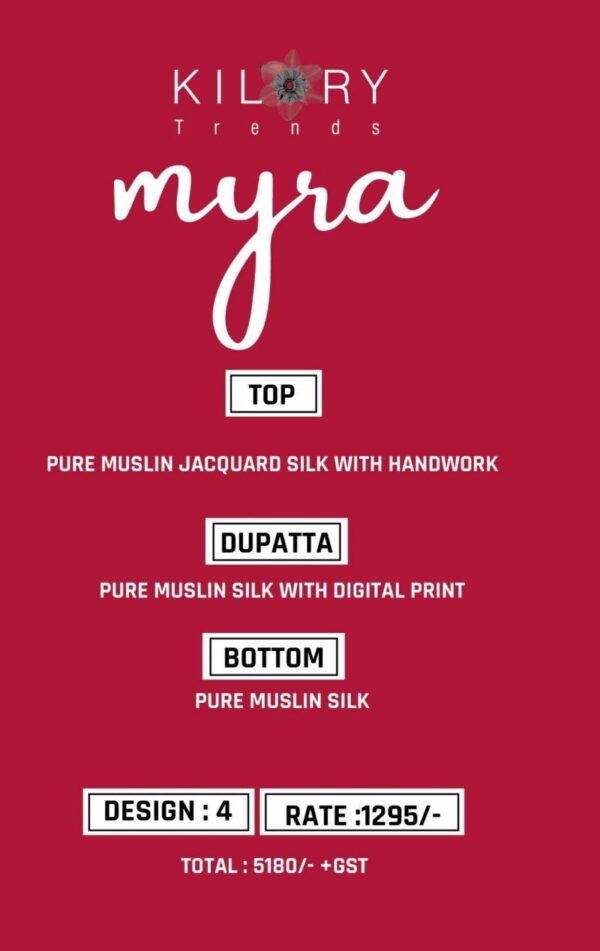 Kilory Myra Maslin Jacquard Silk Salwar Kameez Wholesale Catalog Collection Exporter - Image 6