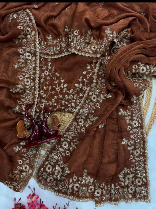 Vt 754 T Chiffon Silk Embroidered Stylish Sarees Wholesale Catalog Collection Supplier