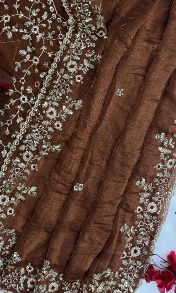 Vt 754 T Chiffon Silk Embroidered Stylish Sarees Wholesale Catalog Collection Supplier - Image 4