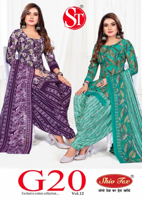 Shiv Tex G20 Vol 12 Patiyala Cotton Printed Fancy Dress Material Wholesale Catalog Collection Exporter