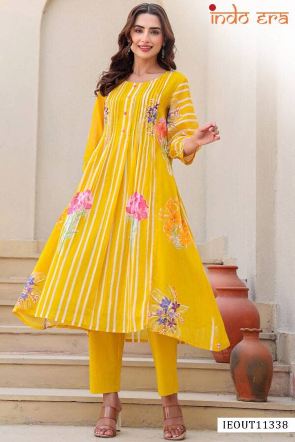 Indo Era 2577 Printed Linen A Line Kurti With Bottom Wholesale Catalog Collection Exporter - Image 4