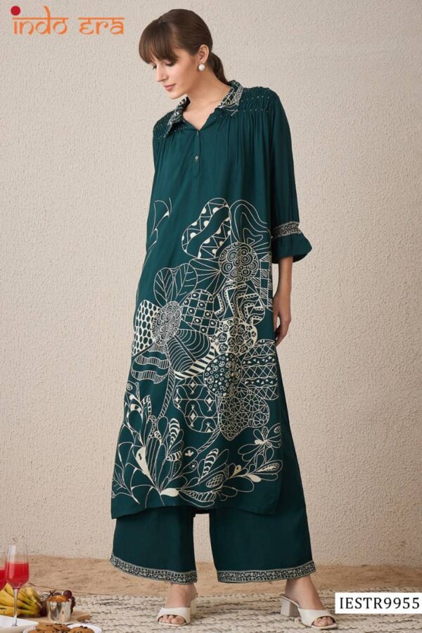 Indo Era 2581 Printed Viscose Fancy kurti With Bottom Wholesale Catalog Collection Exporter