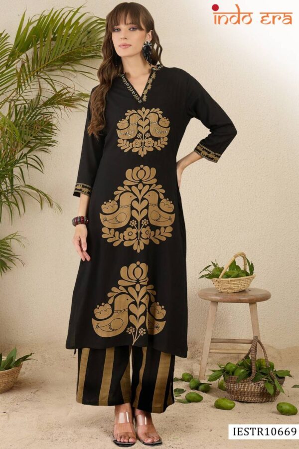Indo Era 2581 Printed Viscose Fancy kurti With Bottom Wholesale Catalog Collection Exporter - Image 3