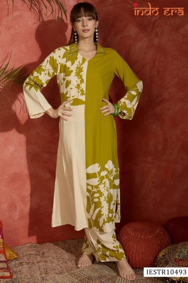 Indo Era 2581 Printed Viscose Fancy kurti With Bottom Wholesale Catalog Collection Exporter - Image 5