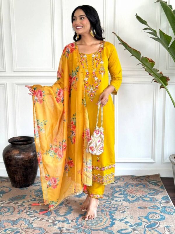 Navya Kurti 107 Silk Embroidered Kurti Bottom With Dupatta Wholesale Catalog Collection Supplier - Image 3