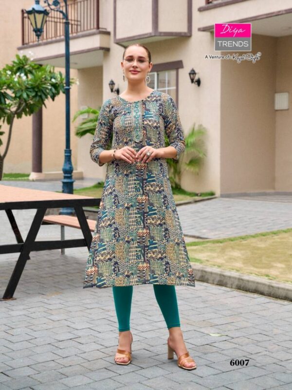 Gardencity Vol 6 By Diya Trends Rayon Printed Kurti Wholesale Catalog Collection Supplier - Image 3