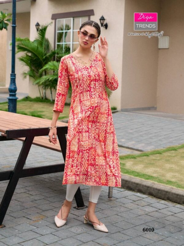 Gardencity Vol 6 By Diya Trends Rayon Printed Kurti Wholesale Catalog Collection Supplier - Image 4