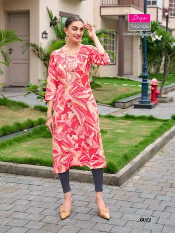 Gardencity Vol 6 By Diya Trends Rayon Printed Kurti Wholesale Catalog Collection Supplier - Image 5
