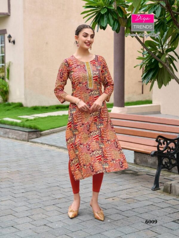 Gardencity Vol 6 By Diya Trends Rayon Printed Kurti Wholesale Catalog Collection Supplier - Image 6