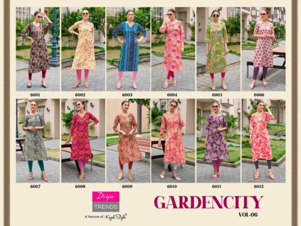 Gardencity Vol 6 By Diya Trends Rayon Printed Kurti Wholesale Catalog Collection Supplier - Image 13