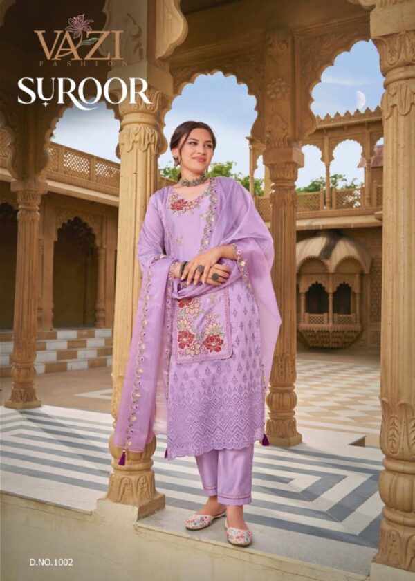 Vazi Suroor Mul Chanderi Kurti Bottom With Dupatta Wholesale Catalog Collection Exporter - Image 3