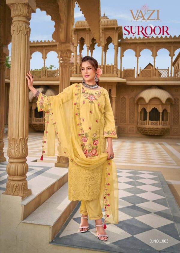 Vazi Suroor Mul Chanderi Kurti Bottom With Dupatta Wholesale Catalog Collection Exporter - Image 4