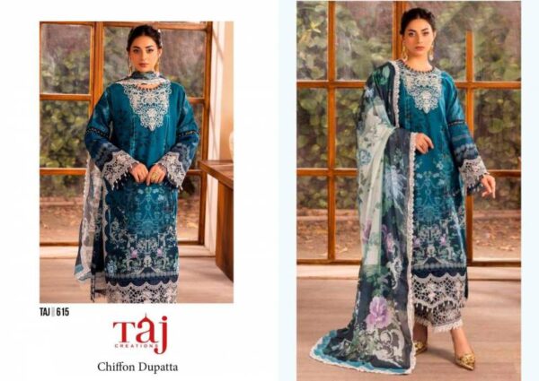 Taj 615 Cotton Dupatta Pakistani Salwar Suits Wholesale Catalog Collection Exporter - Image 2