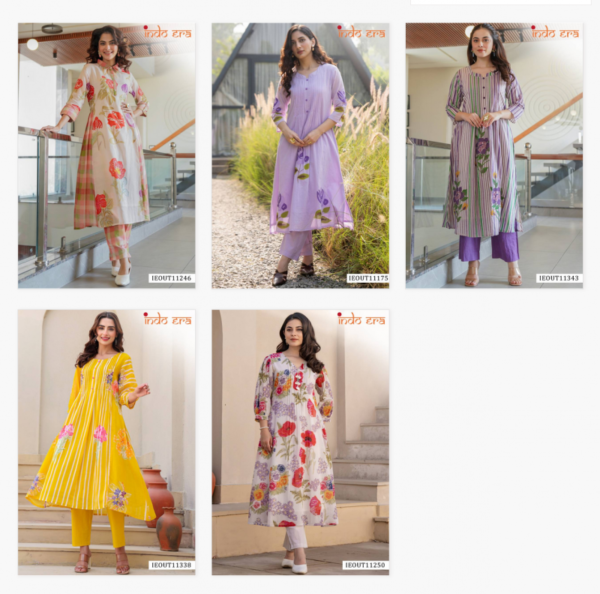 Indo Era 2577 Printed Linen A Line Kurti With Bottom Wholesale Catalog Collection Exporter - Image 6