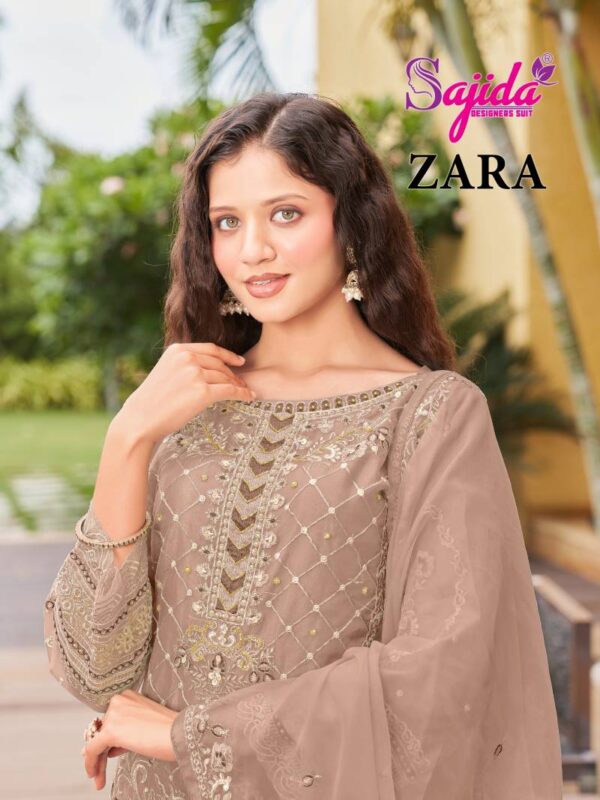 Sajida Zara E To H Organza Pakistani Salwar Kameez Wholesale Catalog Collection Exporter