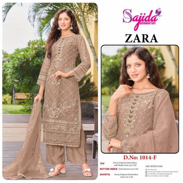 Sajida Zara E To H Organza Pakistani Salwar Kameez Wholesale Catalog Collection Exporter - Image 2