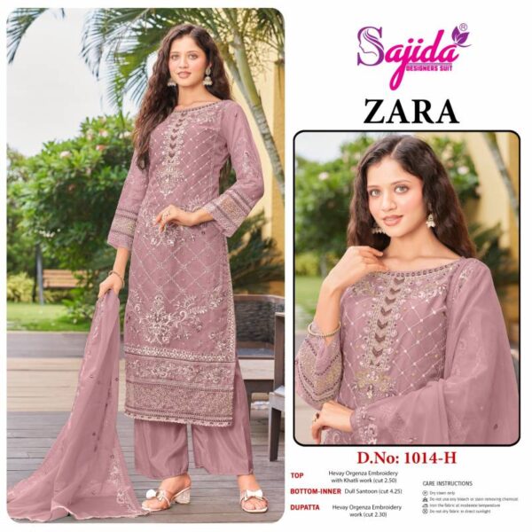 Sajida Zara E To H Organza Pakistani Salwar Kameez Wholesale Catalog Collection Exporter - Image 3