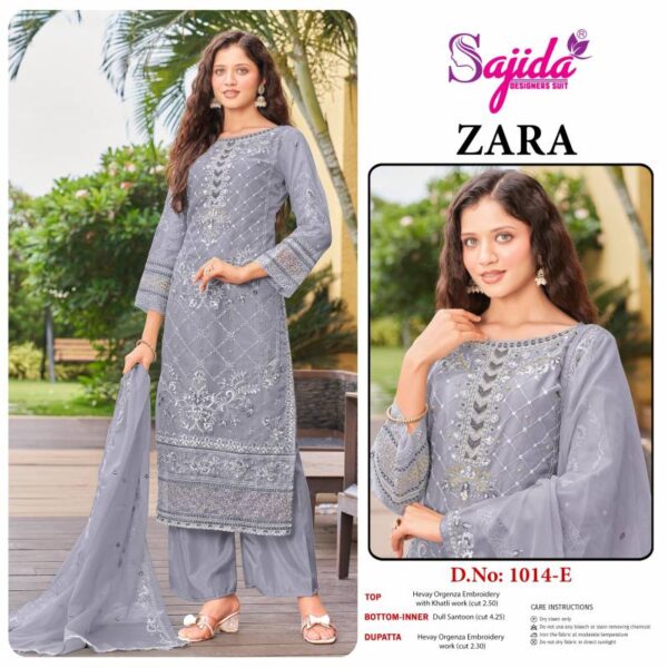 Sajida Zara E To H Organza Pakistani Salwar Kameez Wholesale Catalog Collection Exporter - Image 4