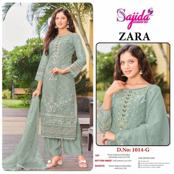 Sajida Zara E To H Organza Pakistani Salwar Kameez Wholesale Catalog Collection Exporter - Image 5