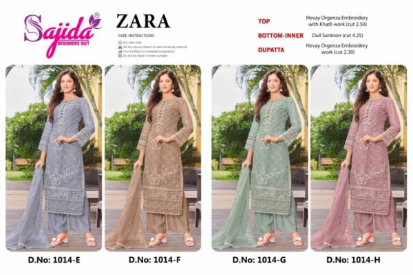 Sajida Zara E To H Organza Pakistani Salwar Kameez Wholesale Catalog Collection Exporter - Image 6