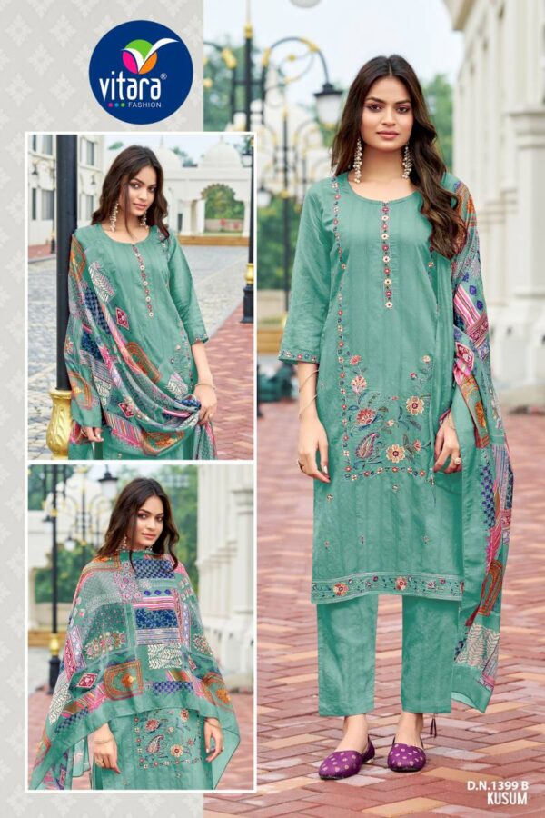 Vitara Kusum Roman Jacquard Kurti Bottom With Dupatta Wholesale Catalog Collection Exporter - Image 2
