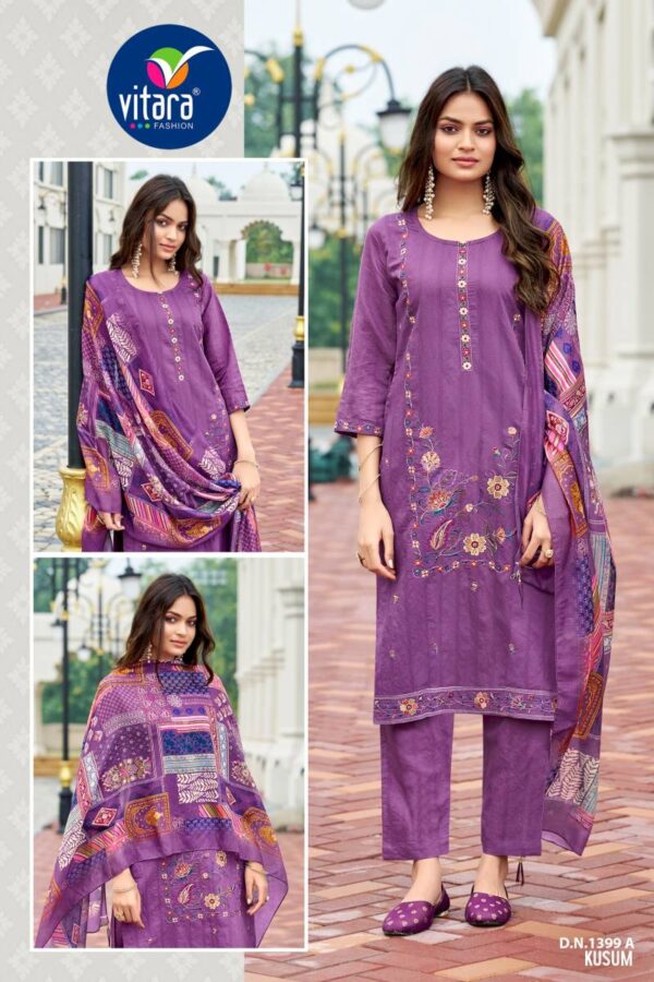 Vitara Kusum Roman Jacquard Kurti Bottom With Dupatta Wholesale Catalog Collection Exporter - Image 3