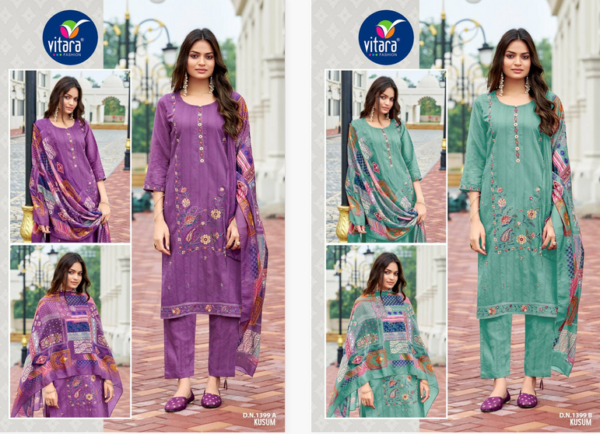 Vitara Kusum Roman Jacquard Kurti Bottom With Dupatta Wholesale Catalog Collection Exporter - Image 4