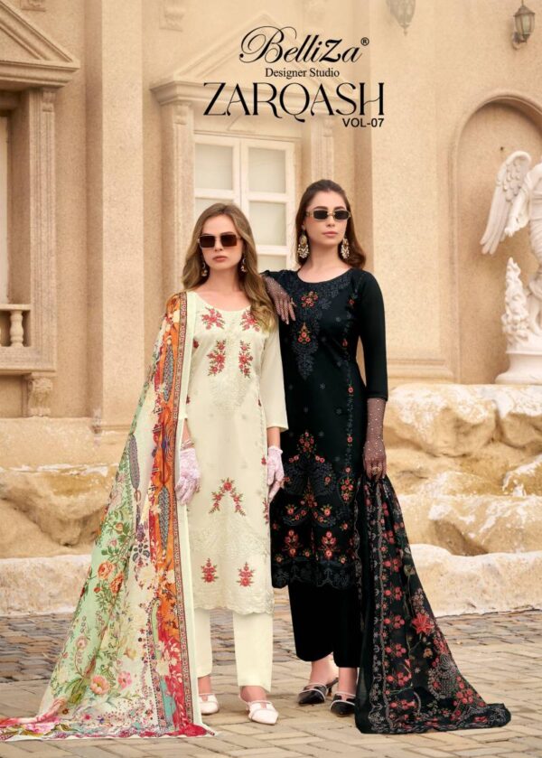 Belliza Zarqash Vol 7 Cotton Embroidered Dress Material Wholesale Catalog Collection Exporter
