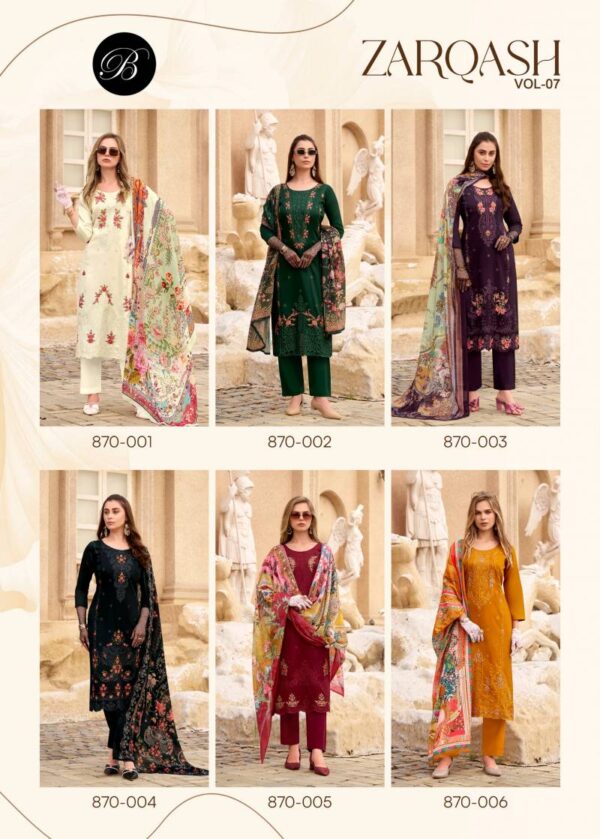 Belliza Zarqash Vol 7 Cotton Embroidered Dress Material Wholesale Catalog Collection Exporter - Image 8