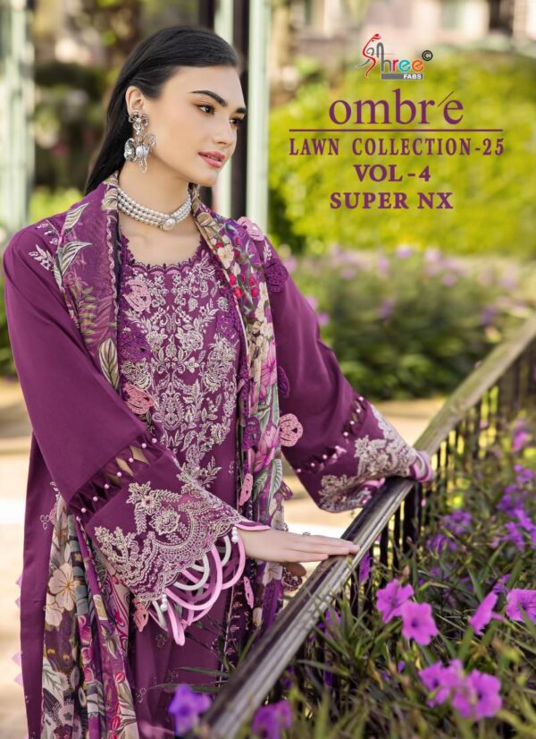 Shree Ombre Lawn Collection 25 Vol 4 Super Nx Cotton Dupatta Suits Wholesale Catalog Collection Exporter