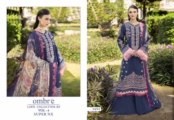 Shree Ombre Lawn Collection 25 Vol 4 Super Nx Cotton Dupatta Suits Wholesale Catalog Collection Exporter - Image 4