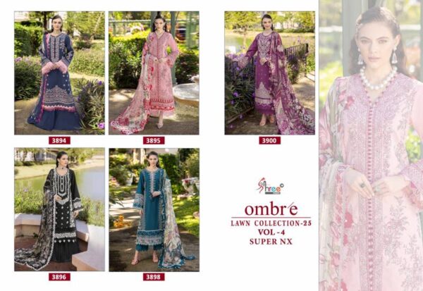 Shree Ombre Lawn Collection 25 Vol 4 Super Nx Cotton Dupatta Suits Wholesale Catalog Collection Exporter - Image 2