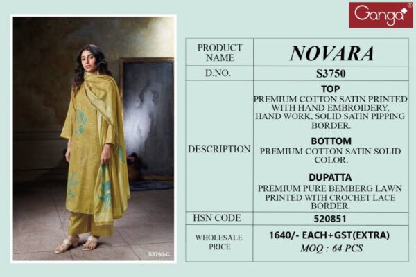 Ganga Novara Cotton Satin Printed Salwar Kameez Wholesale Catalog Collection Exporter - Image 7