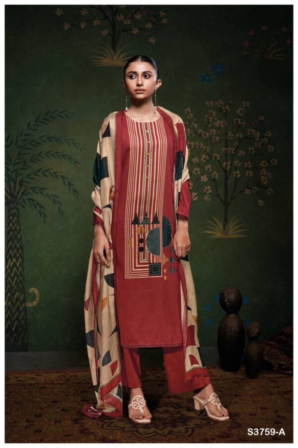 Ganga Eshleen Cotton Satin Printed Salwar Kameez Wholesale Catalog Collection Exporter - Image 2