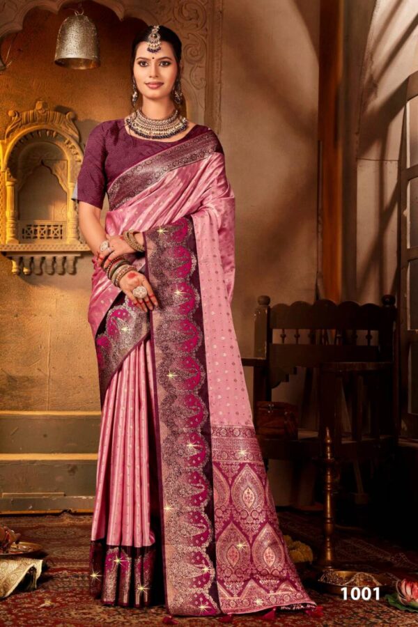 Saroj Begum Sattin Saroski Vol 2 Festive Wear Satin Silk Saree Wholesale Catalog Collection Supplier - Image 2