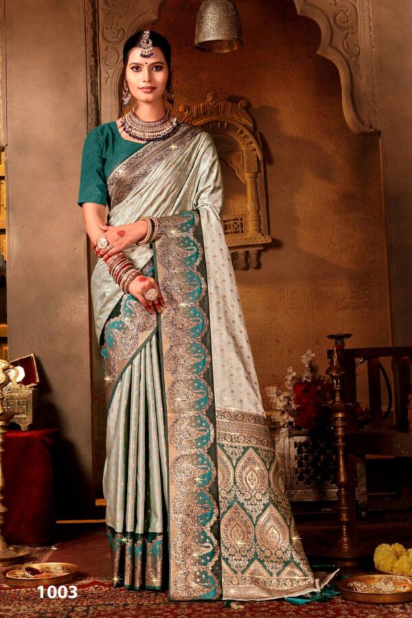 Saroj Begum Sattin Saroski Vol 2 Festive Wear Satin Silk Saree Wholesale Catalog Collection Supplier - Image 5