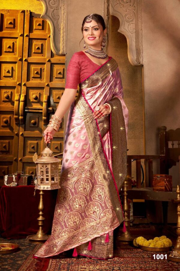 Saroj Begum Satin Saroski Vol 3 Wedding Wear Silk Saree Wholesale Catalog Collection - Image 4