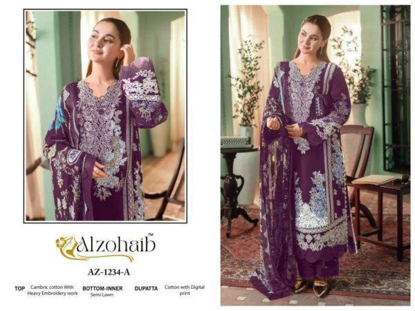 Alzohaib Zahra Vol 1 Chiffon Dupatta Pakistani Salwar Suits Wholesale Catalog Collection Supplier - Image 5