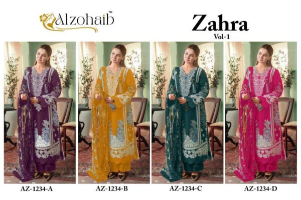 Alzohaib Zahra Vol 1 Chiffon Dupatta Pakistani Salwar Suits Wholesale Catalog Collection Supplier - Image 6