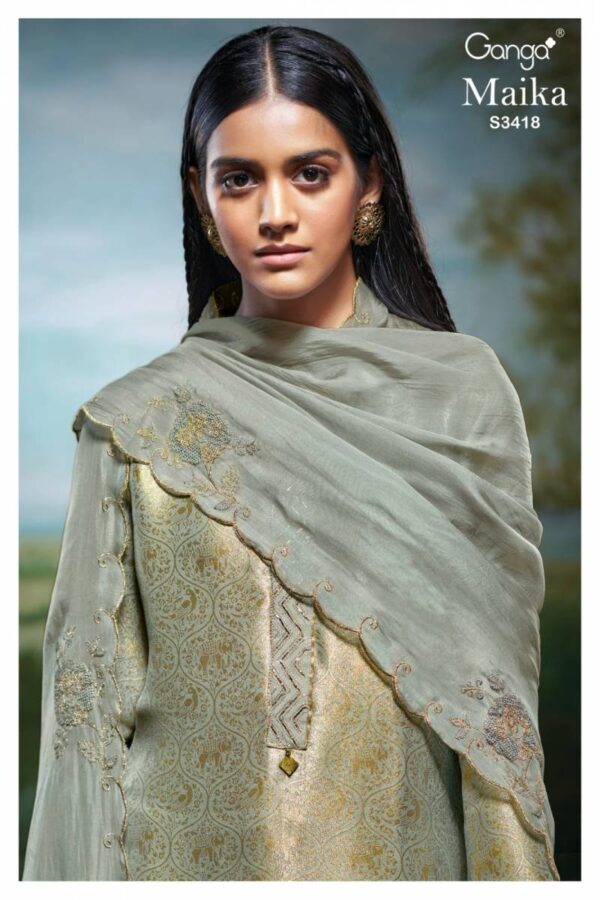 Ganga Maika Bemberg Silk Jacquard Salwar Kameez Wholesale Catalog Collection Supplier