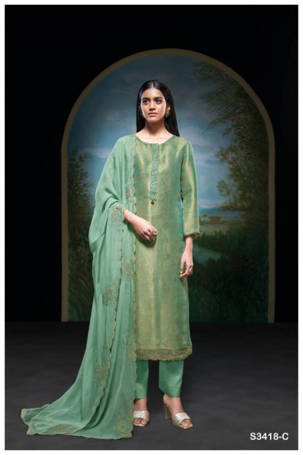 Ganga Maika Bemberg Silk Jacquard Salwar Kameez Wholesale Catalog Collection Supplier - Image 2