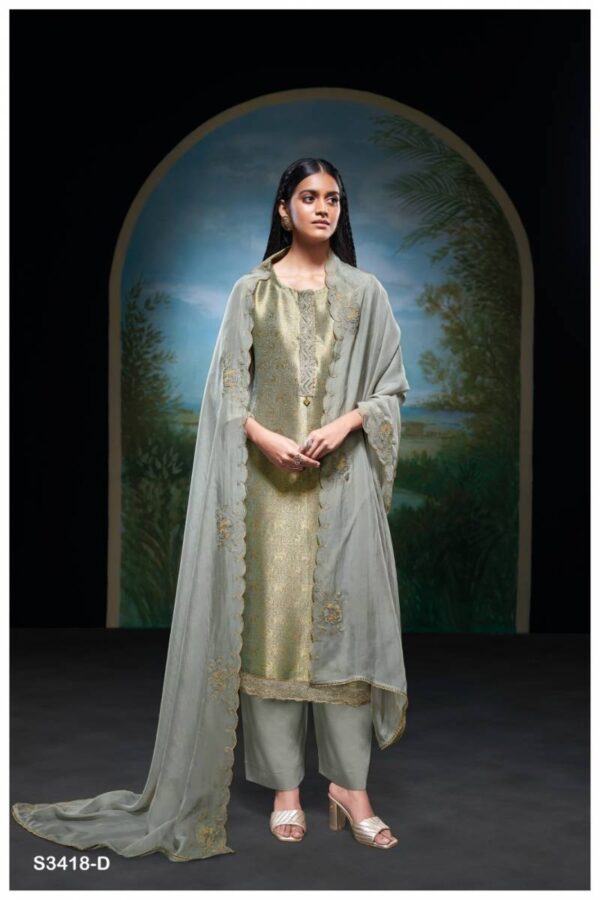 Ganga Maika Bemberg Silk Jacquard Salwar Kameez Wholesale Catalog Collection Supplier - Image 3