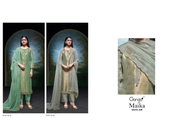 Ganga Maika Bemberg Silk Jacquard Salwar Kameez Wholesale Catalog Collection Supplier - Image 5