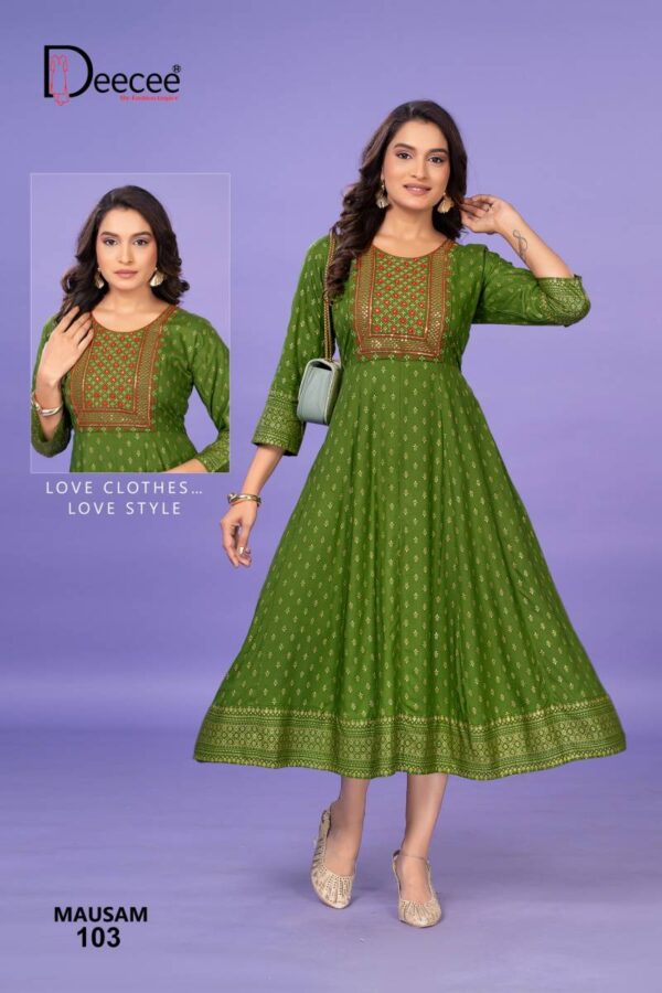 Deecee Mausam Casual Wear Rayon Printed Kurtis Wholesale Catalog Collection Supplier - Image 4