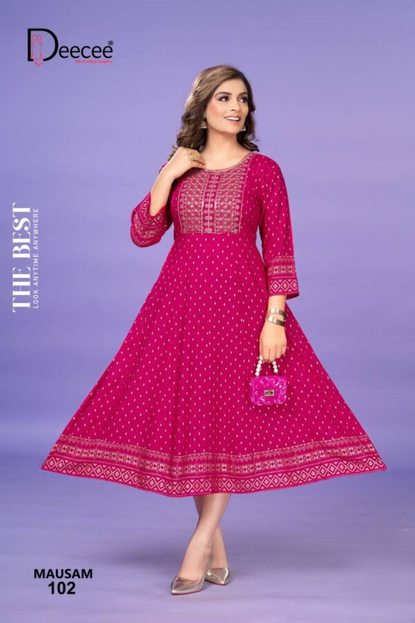 Deecee Mausam Casual Wear Rayon Printed Kurtis Wholesale Catalog Collection Supplier - Image 5