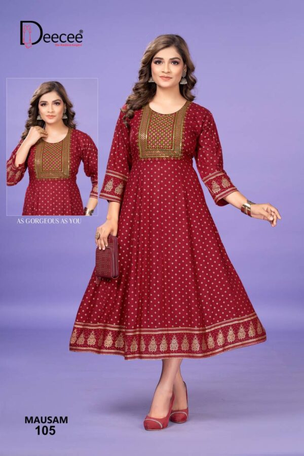 Deecee Mausam Casual Wear Rayon Printed Kurtis Wholesale Catalog Collection Supplier - Image 7